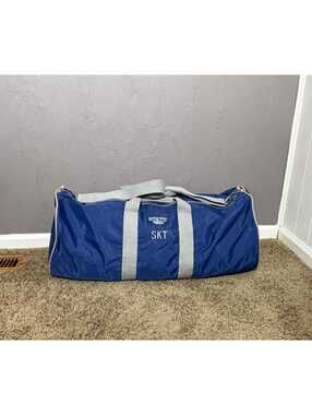 1980's Extra Large Duffle Bag from Lands' End Blue + Gray Nylon Canvas